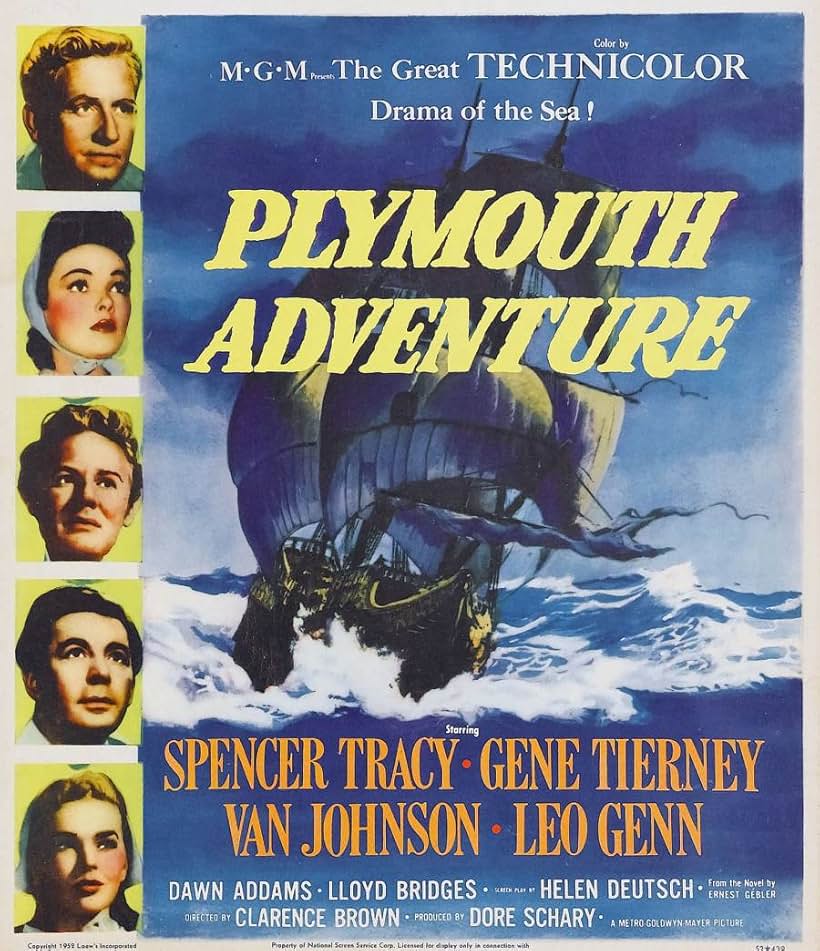 Gene Tierney, Spencer Tracy, Van Johnson, Dawn Addams, and Leo Genn in Plymouth Adventure (1952)