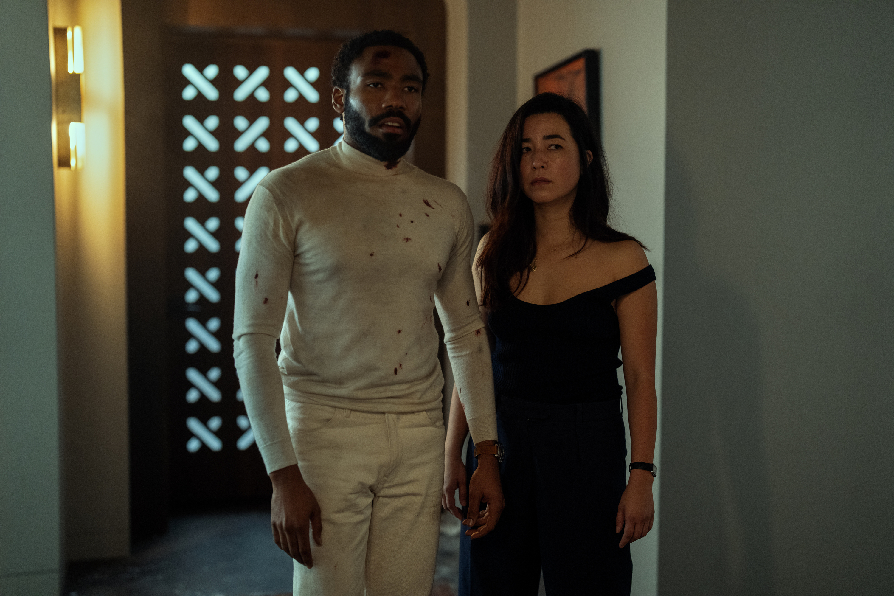 Donald Glover and Maya Erskine in Mr. & Mrs. Smith (2024)