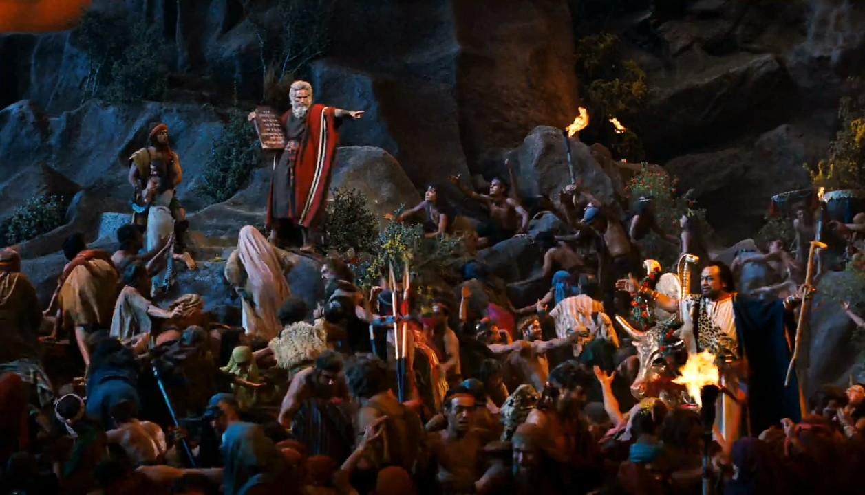 Charlton Heston, Edward G. Robinson, and John Derek in The Ten Commandments (1956)