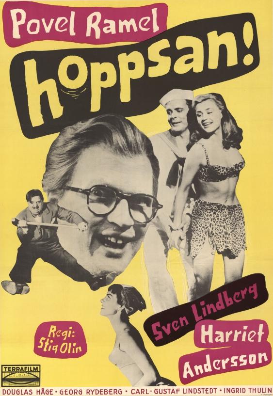 Lissi Alandh, Harriet Andersson, Douglas Håge, Sven Lindberg, and Povel Ramel in Hoppsan! (1955)