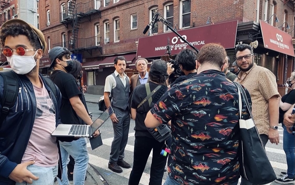 Preparing for a scene in NYC’s Chinatown with Armand Assante and Director Claudio Bellante