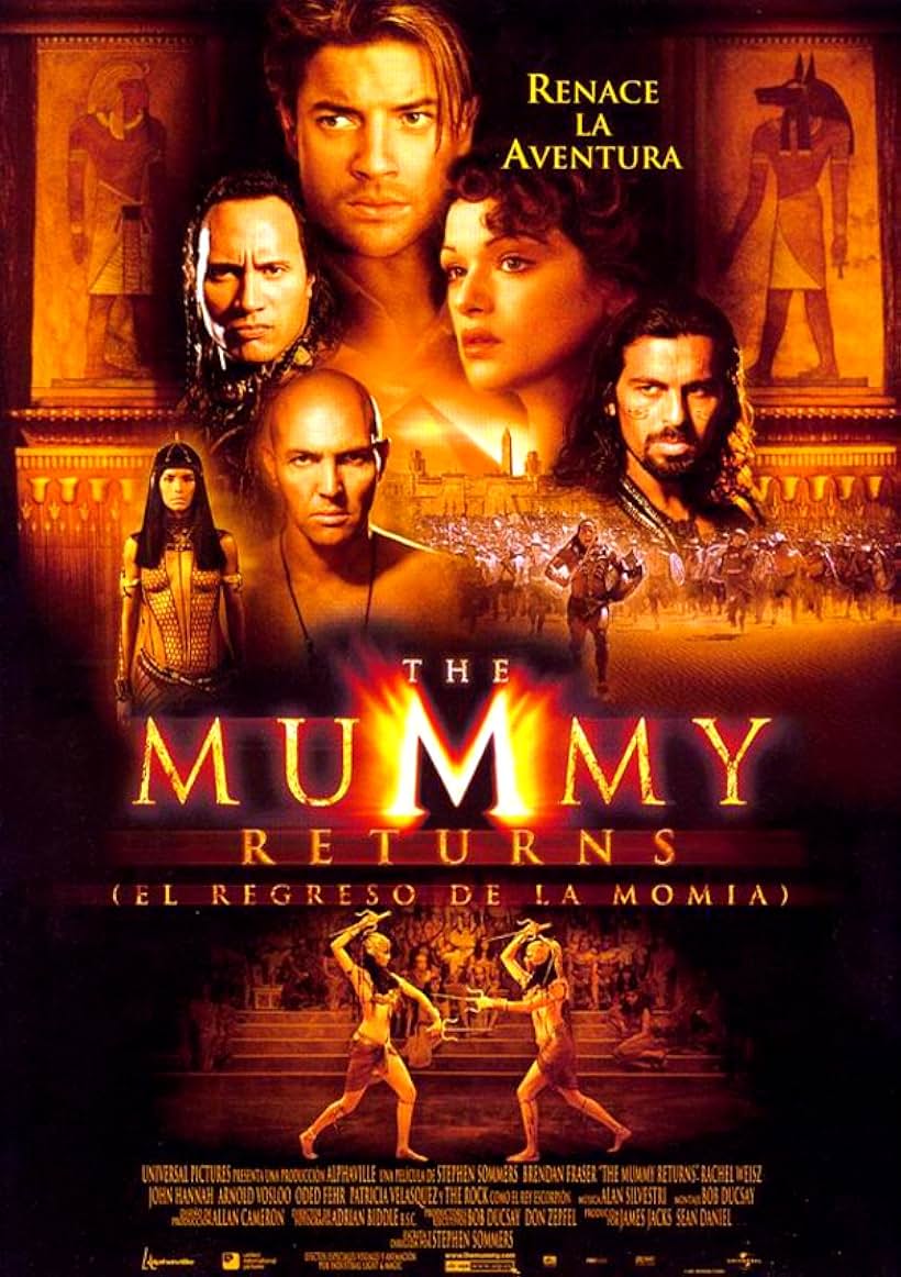 Brendan Fraser, Rachel Weisz, Oded Fehr, Dwayne Johnson, Patricia Velasquez, and Arnold Vosloo in The Mummy Returns (2001)