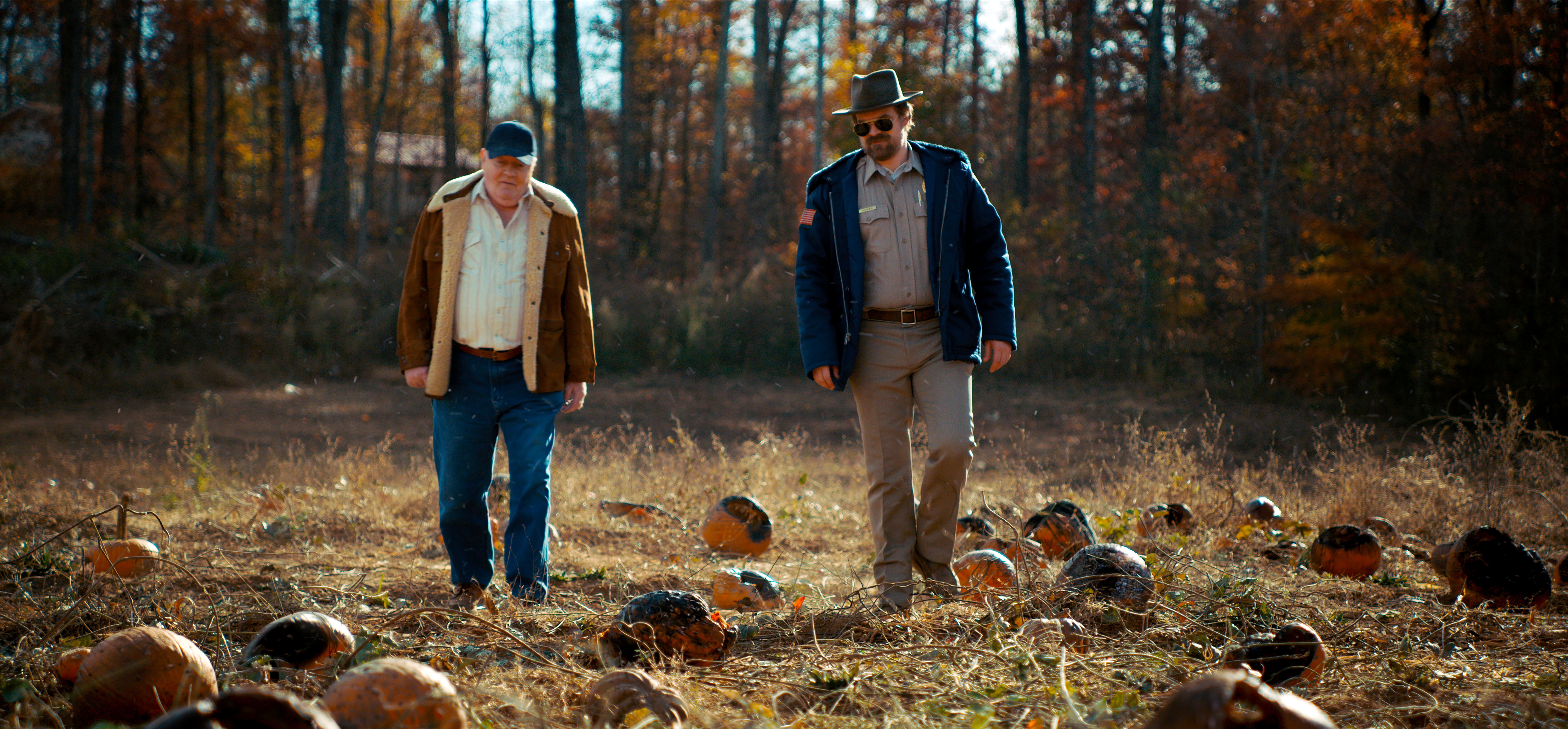 Fenton Lawless and David Harbour in Stranger Things (2016)