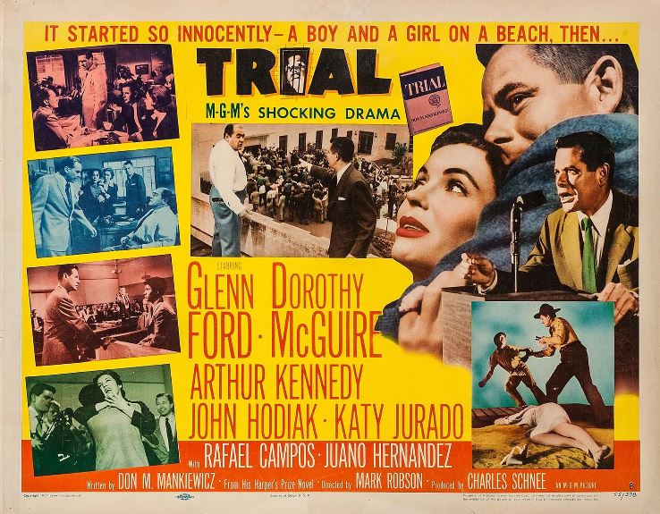 Glenn Ford, Rafael Campos, John Hodiak, Katy Jurado, Arthur Kennedy, Dorothy McGuire, John McKee, and Robert Middleton in Trial (1955)