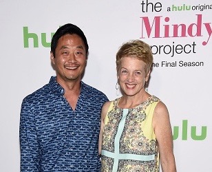 Kelly Coffield Park and Stephen Park celebrating the premiere of the final season of The Mindy Project on Hulu.