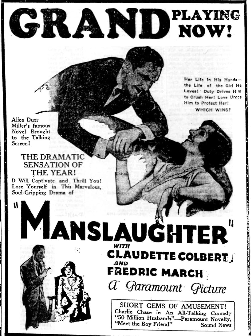 Claudette Colbert and Fredric March in Manslaughter (1930)