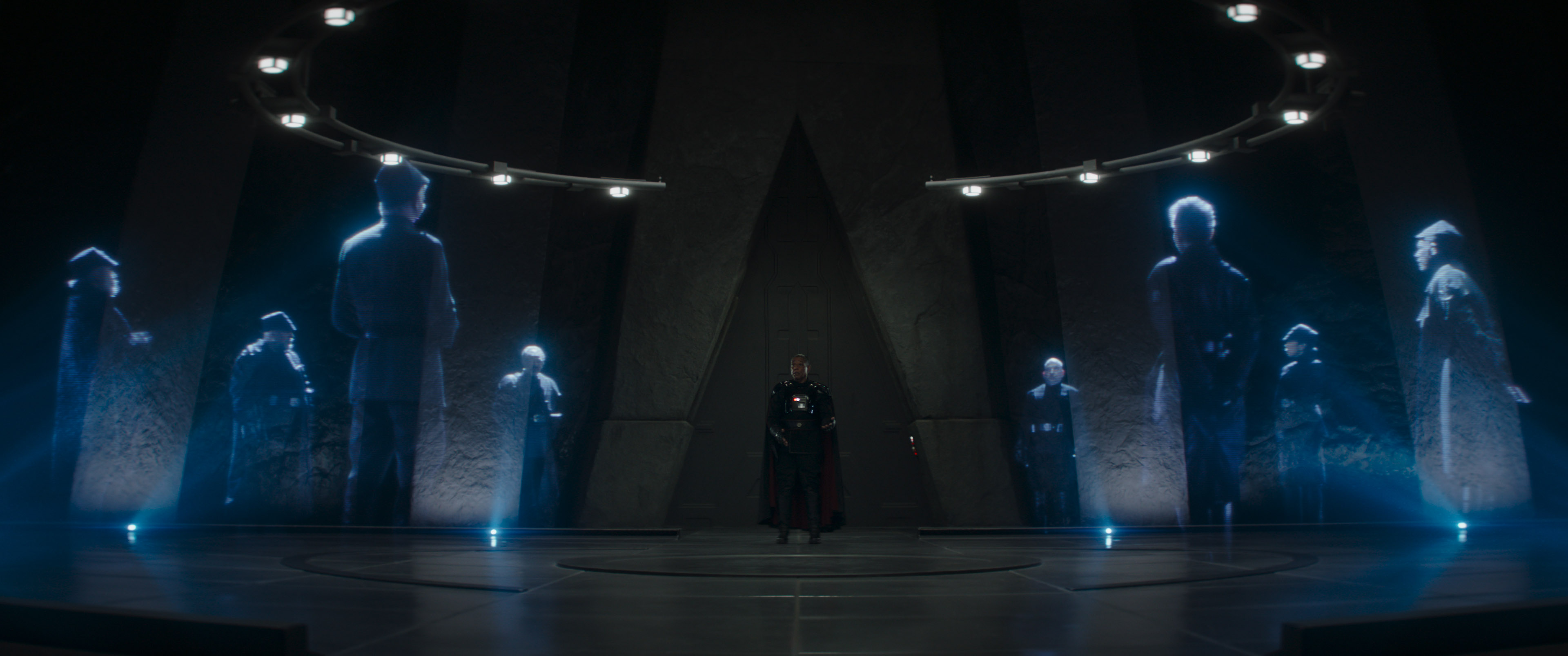 Giancarlo Esposito, Xander Berkeley, Jonny Coyne, Marco Khan, Jodi Long, Hemky Madera, Ron Bottitta, and Brian Gleeson in The Mandalorian (2019)