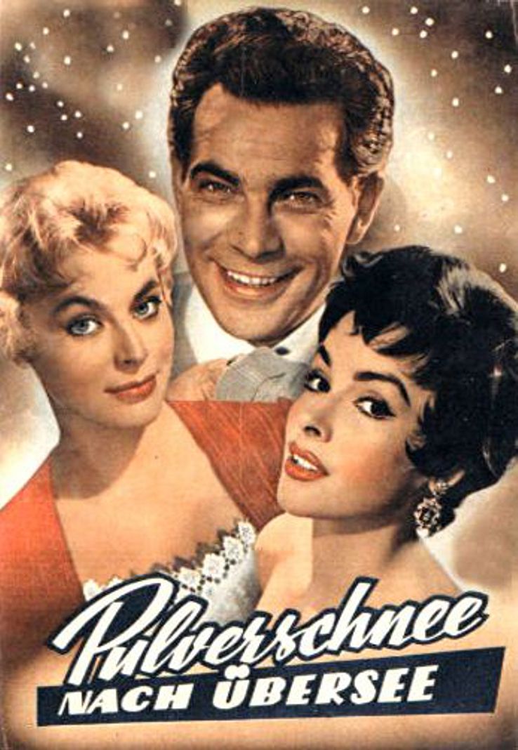 Marianne Hold, Adrian Hoven, and Mara Lane in Pulverschnee nach Übersee (1956)