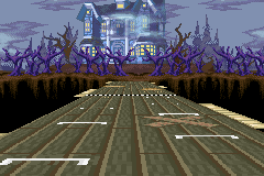 The starting line of a course from Mario Kart: Super Circuit