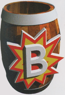Artwork of a Bonus Barrel from Donkey Kong Country 2: Diddy's Kong Quest and Donkey Kong Country 3: Dixie Kong's Double Trouble!