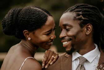 Bride with long hair in updo