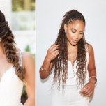 Collage of two wedding braid hairstyles