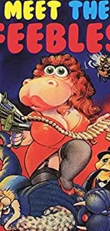 Vibrant 'Meet the Feebles' mobile wallpaper with colorful characters.