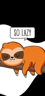 Cartoon sloth sleeping on a branch with 'So Lazy' text.