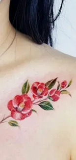 Floral tattoo design on light skin wallpaper.