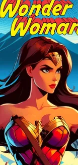 Wonder Woman animated wallpaper in vibrant colors and bold design.