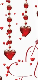 Romantic red heart beads mobile wallpaper