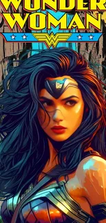 Vibrant Wonder Woman comic-style wallpaper