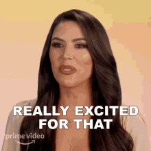 a woman says really excited for that on a prime video ad