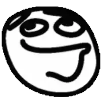a black and white drawing of a smiling face with a smirk .