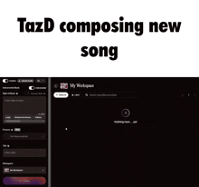 tazd composing a new song is displayed on a computer screen