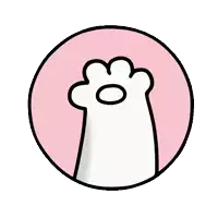 a cartoon drawing of a cat 's paw on a pink circle