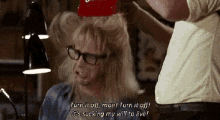 a man with glasses says turn it off man ! turn it off it 's sucking my will to live