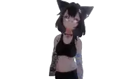 a drawing of a girl with a cat ear and a tattoo on her arm
