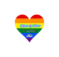 a rainbow heart with the words mrs & mrs congratulations on it