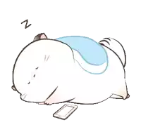 a cartoon drawing of a cat sleeping next to a phone