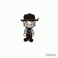 a drawing of a man in a cowboy hat