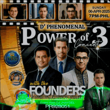 a poster for a power of 3 concert with the founders