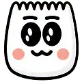 a cartoon drawing of a marshmallow with a mustache and eyes .