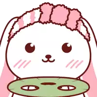 a cartoon bunny with a pink headband and a green mask on its face