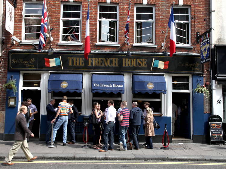 Neck a half-pint outside the French House