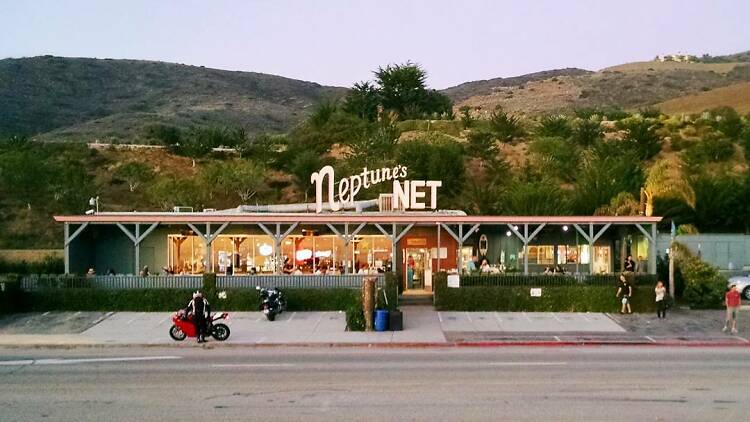 Have an oceanfront, roadside meal at Neptune’s Net