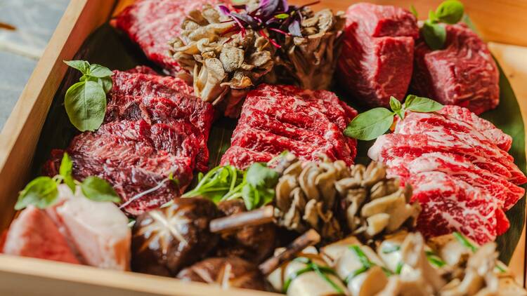 A beef display in a box