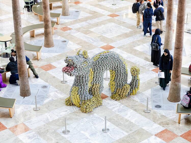 Check out these massive sculptures made out of cans now on display in NYC