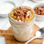 brown sugar overnight oats in a mason jar.