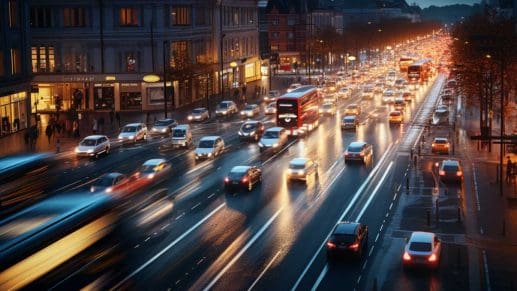 cars speeding by on a busy highway