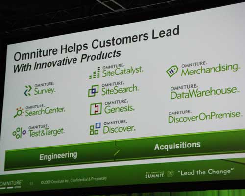 オムニチュアのサービスラインナップ。「SiteCatalyst」「SearchCenter」「Test&Target」…同社ではオンラインマーケティング支援のサービスを次々とリリースしている