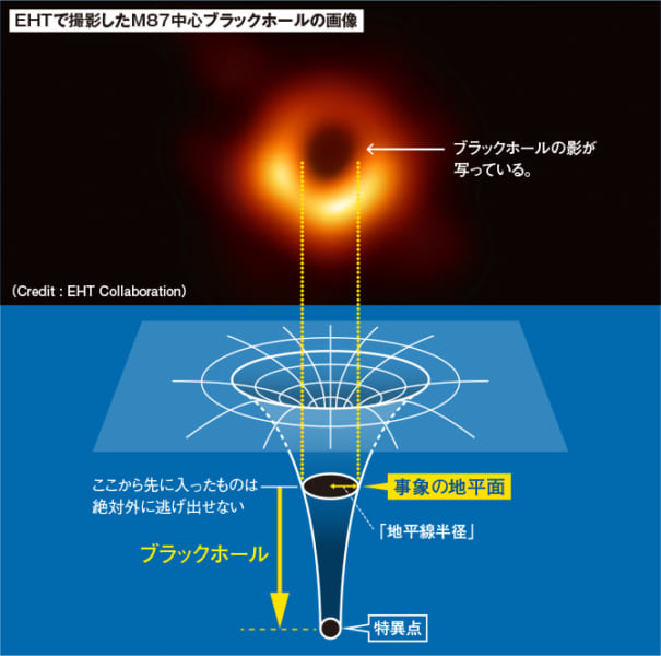 ブラックホールの質量は時空の曲率が無限大になる特異点に集中している