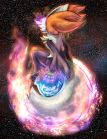 The Emperor's Throne: Shiny Delphox by Tyrnn - fox, earth, fire, macro, cosmic, crush, destruction, delphox