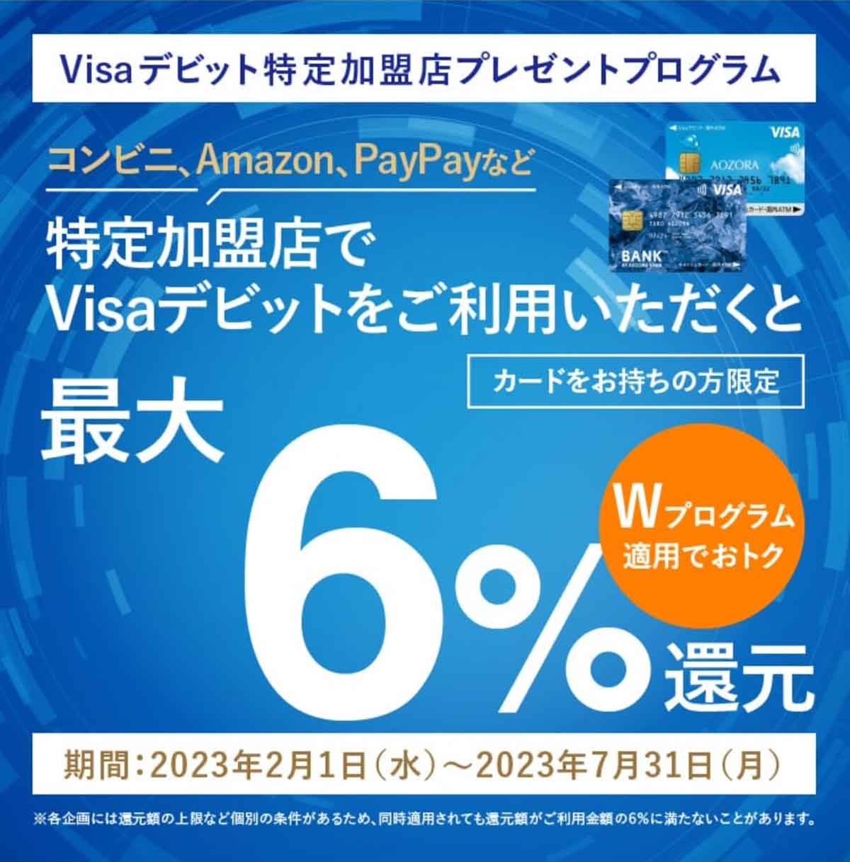 あおぞら銀行「Visaデビット特定加盟店プレゼントプログラム」