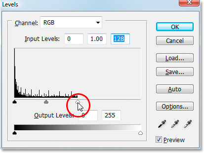 Photoshop Text Effects: Photoshop's Levels dialog box