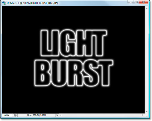 Photoshop Text Effects: The text is now much brighter