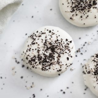 white chocolate oreo covered with oreo crumbs