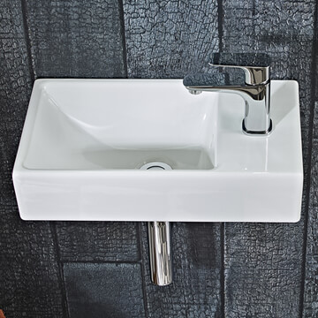 Tavistock Dimension White Wall Hung 460mm Basin With 1 Right Hand Tap Hole - Image