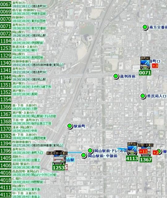 運行中のバスのプレート番号が表示される