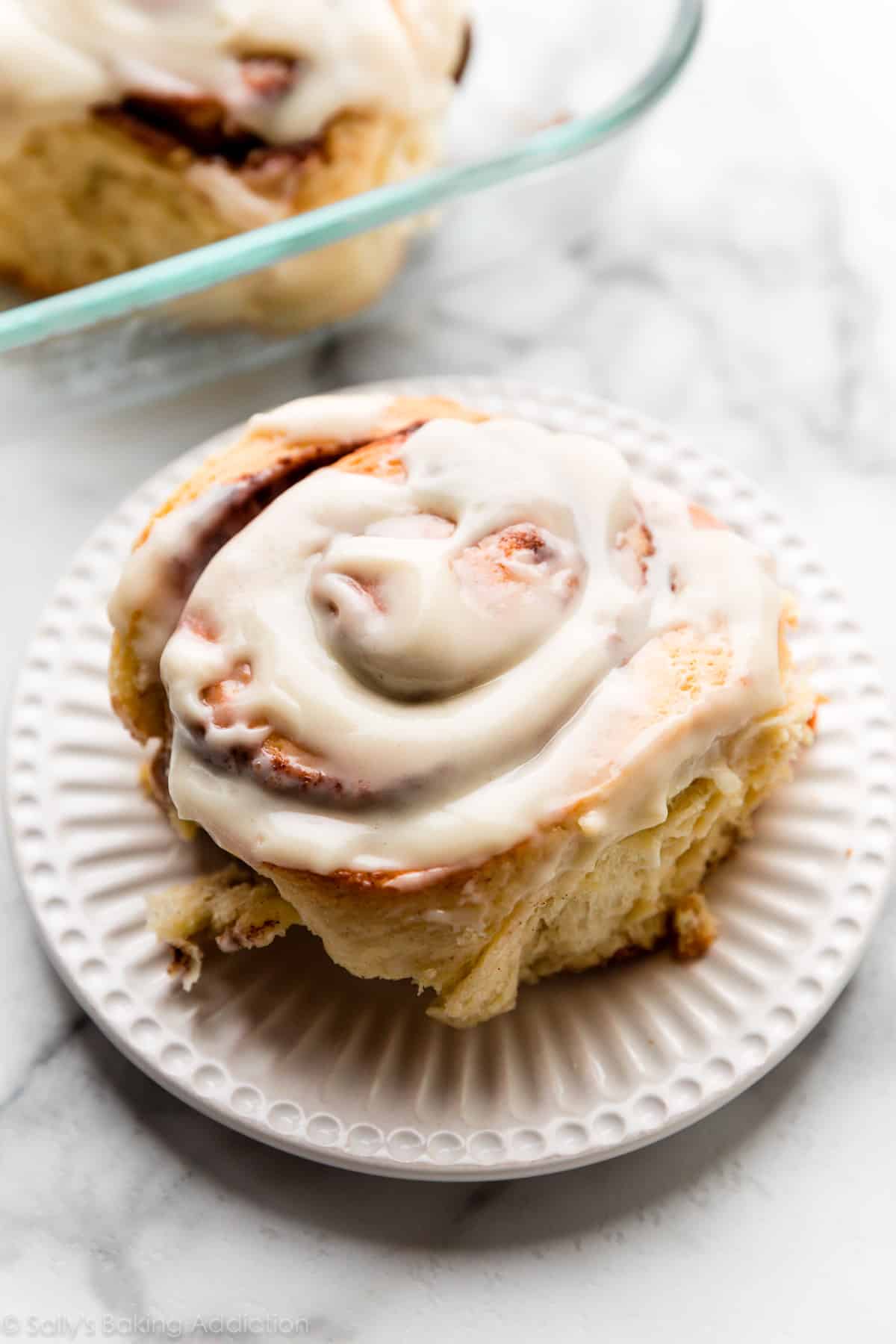 copycat Cinnabon cinnamon roll on plate